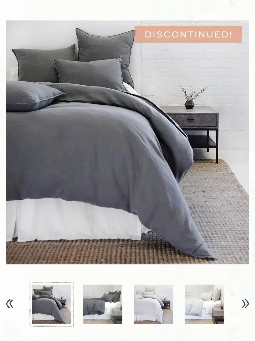 Pom Pom at Home King size Blair Linen Duvet and Shams in Charcoal Gray